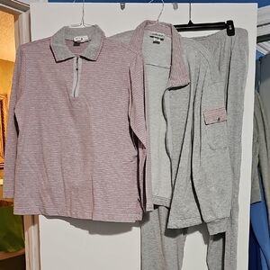 Graff 3 Pc Striped Pink and Gray Lounge Set Sz M Super Soft Light Weight Spring